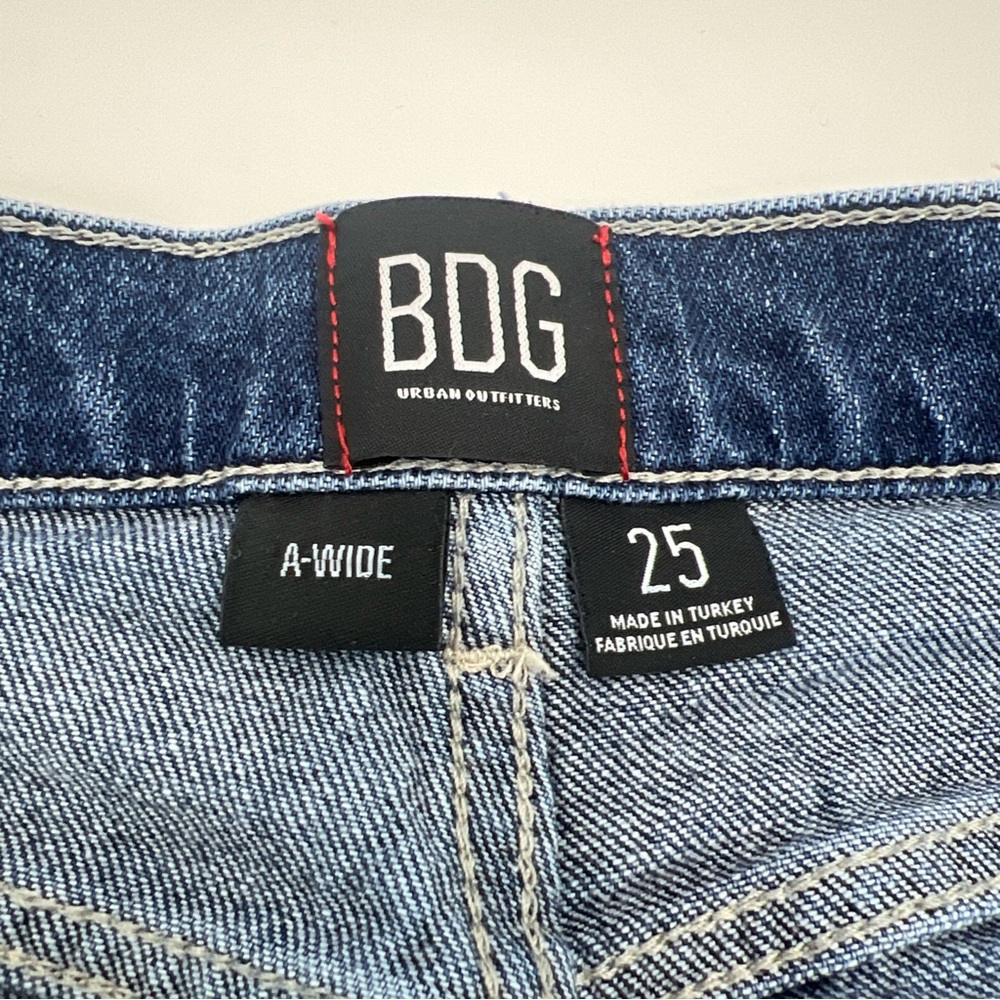 BDG Urban Outfitters A-Wide Skater Baggy Hi Rise Jeans Size 25 Dark Wash - Picture 7 of 12